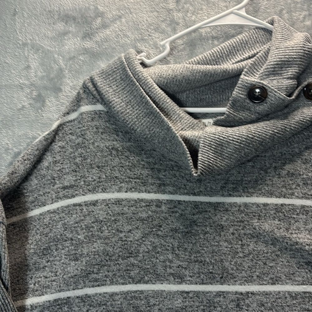 Maurice 24/7 Gray Striped Funnel Neck Button Detail Soft Size 1 - Picture 7 of 9